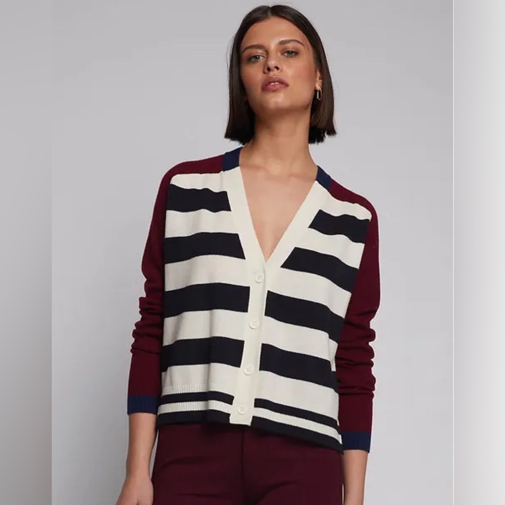 Vilagallo Alina Bordeaux Stripe Cardigan